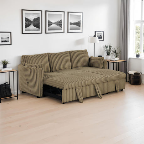 Denholme Brown Sectional with Pull Out from Furniture of America - Luna Furniture