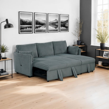 Denholme Dark Gray Sectional with Pull Out from Furniture of America - Luna Furniture