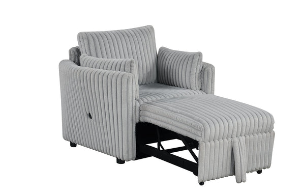 Denholme Gray Upholstered Chair with Pull-Out Footrest