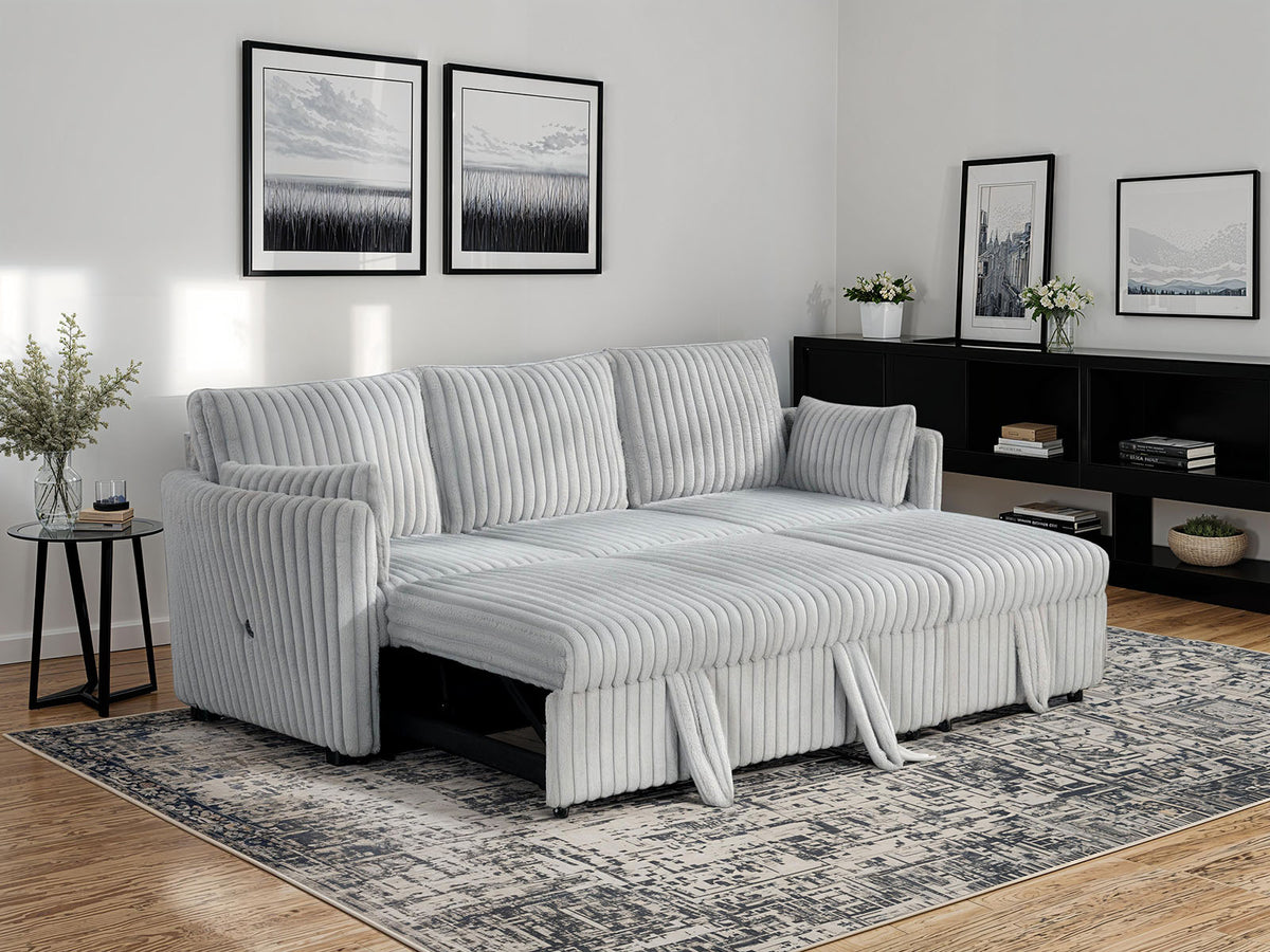 Denholme Gray Sectional w/ Pull Out from Furniture of America - Luna Furniture