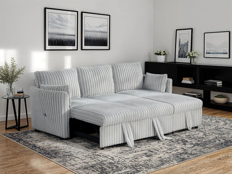 Denholme Gray Sectional with Pull Out from Furniture of America - Luna Furniture