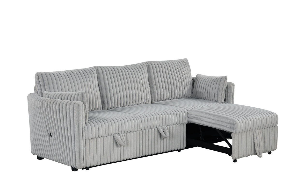 Denholme Gray Sectional w/ Pull Out from Furniture of America - Luna Furniture