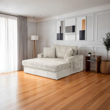 Ferryhill Taupe Chaise Lounge with Two Arms from Furniture of America - Luna Furniture