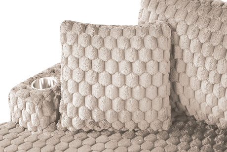 Ferryhill Taupe Chaise Lounge with Two Arms from Furniture of America - Luna Furniture