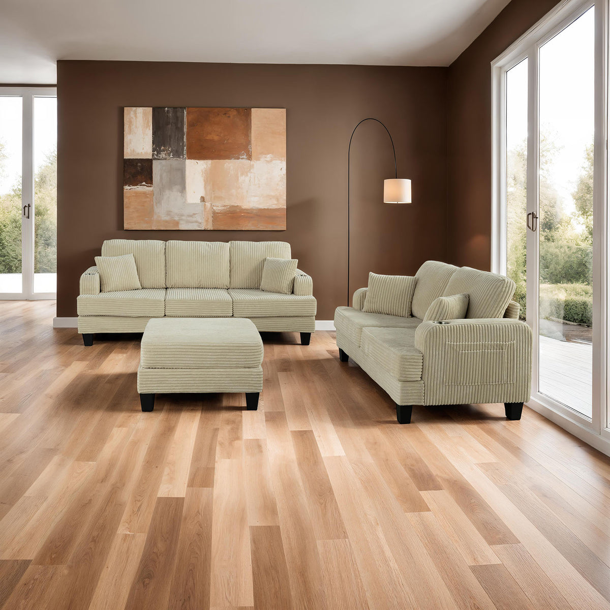Moretaine Beige Storage Ottomen from Furniture of America - Luna Furniture