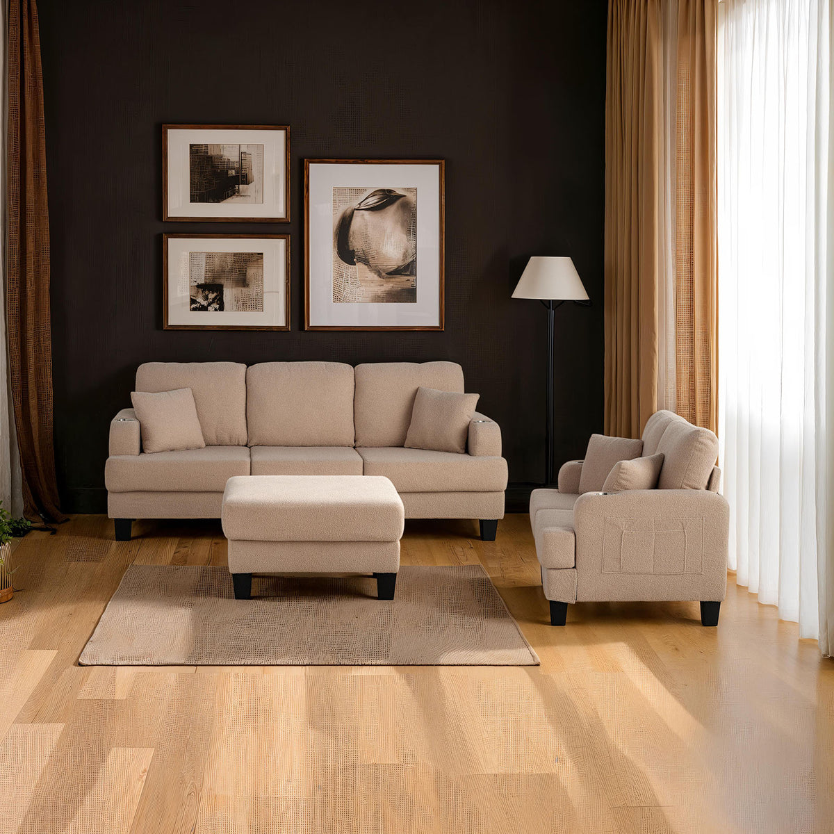 Cinderford Beige Storage Ottomen from Furniture of America - Luna Furniture