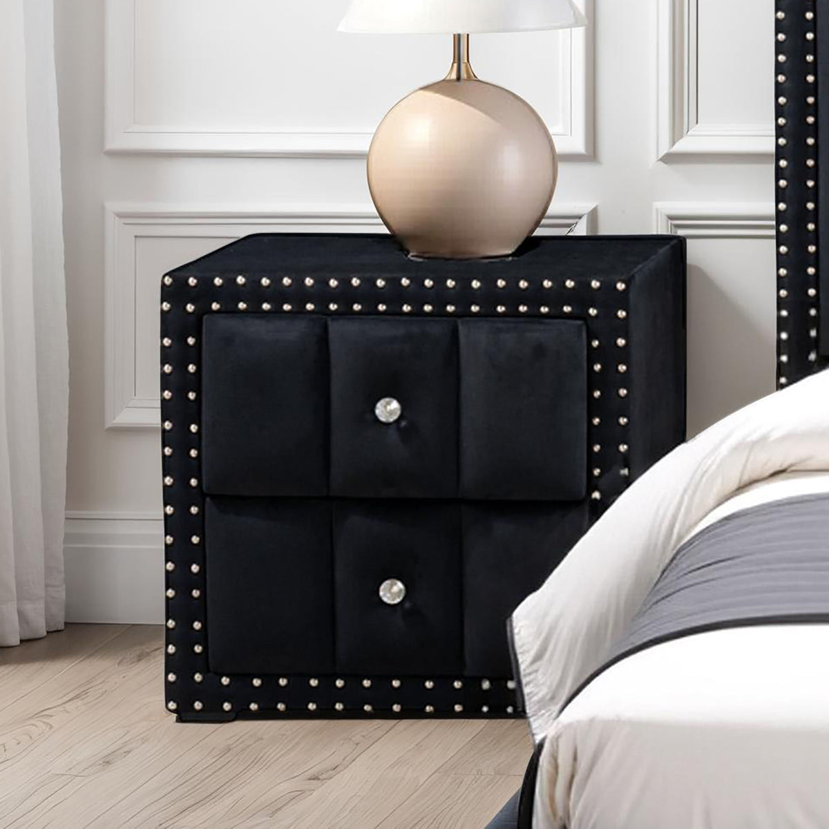 Farese Black Nightstand from Furniture of America - Luna Furniture