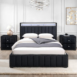 Farese Black Queen Bed with 2 Nightstands from Furniture of America - Luna Furniture