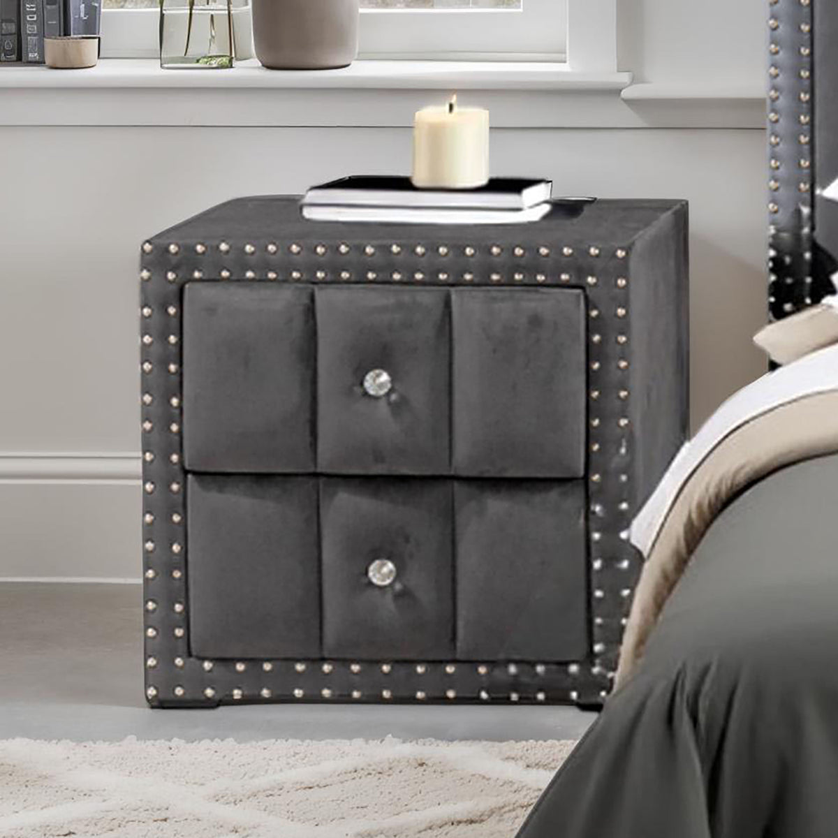 Farese Dark Gray Nightstand from Furniture of America - Luna Furniture