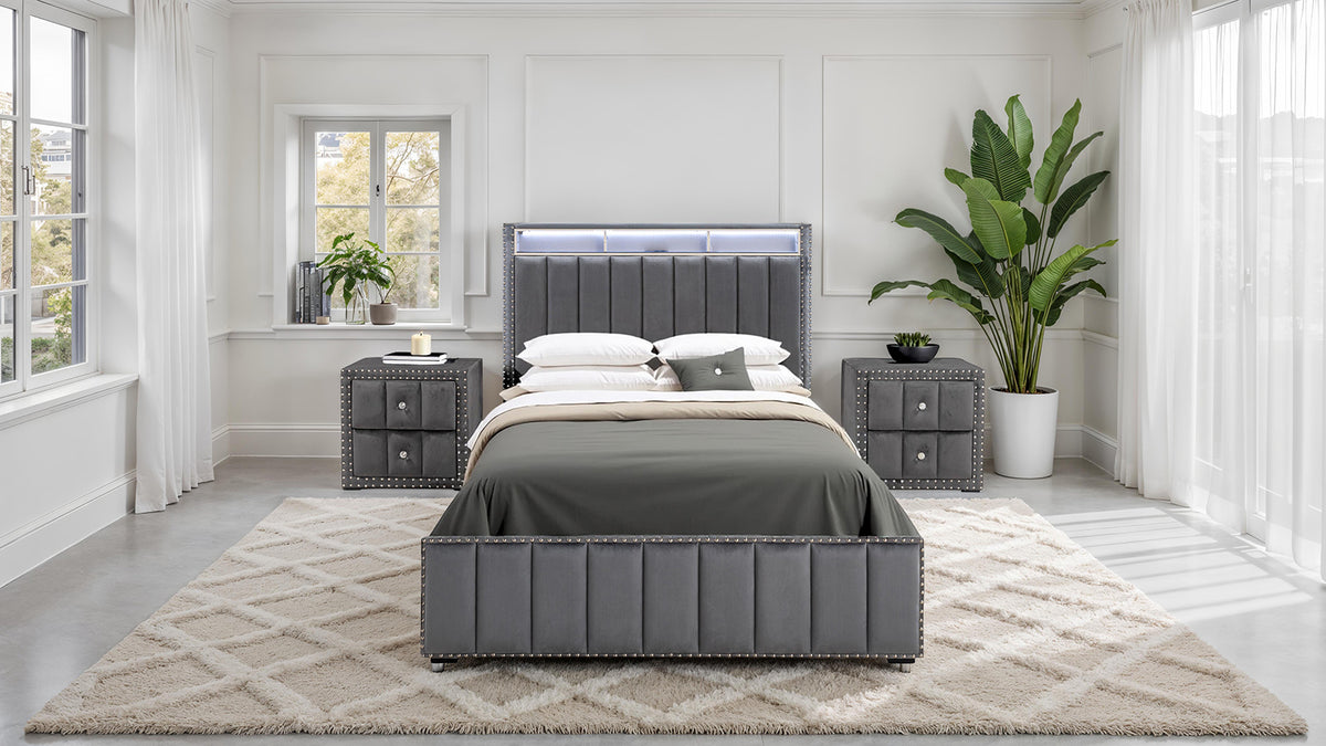 Farese Dark Gray Nightstand from Furniture of America - Luna Furniture