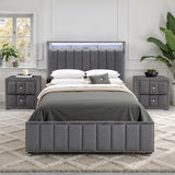 Farese Dark Gray Queen Bed with 2 Nightstands from Furniture of America - Luna Furniture