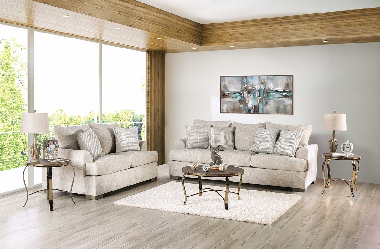 Leytonstone Cream Transitional Living Room Set from Furniture of America - Luna Furniture