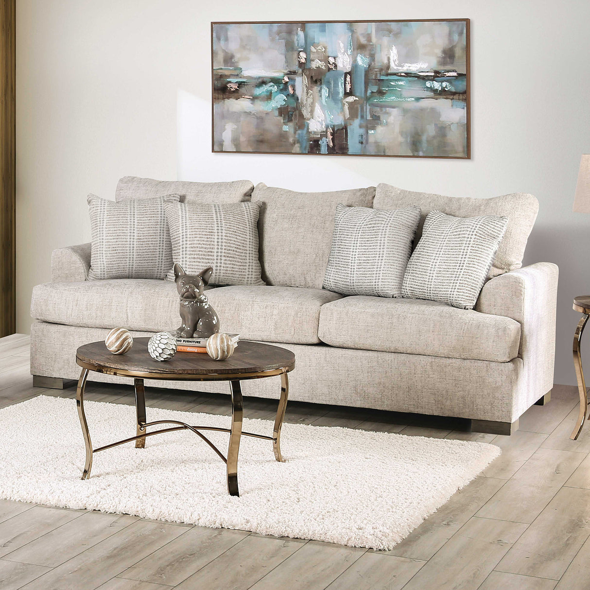Leytonstone Cream Transitional Living Room Set from Furniture of America - Luna Furniture