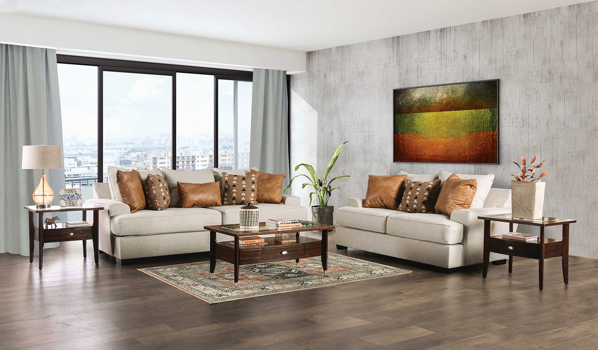 New Meadows Sand/Caramel Transitional Living Room Set from Furniture of America - Luna Furniture