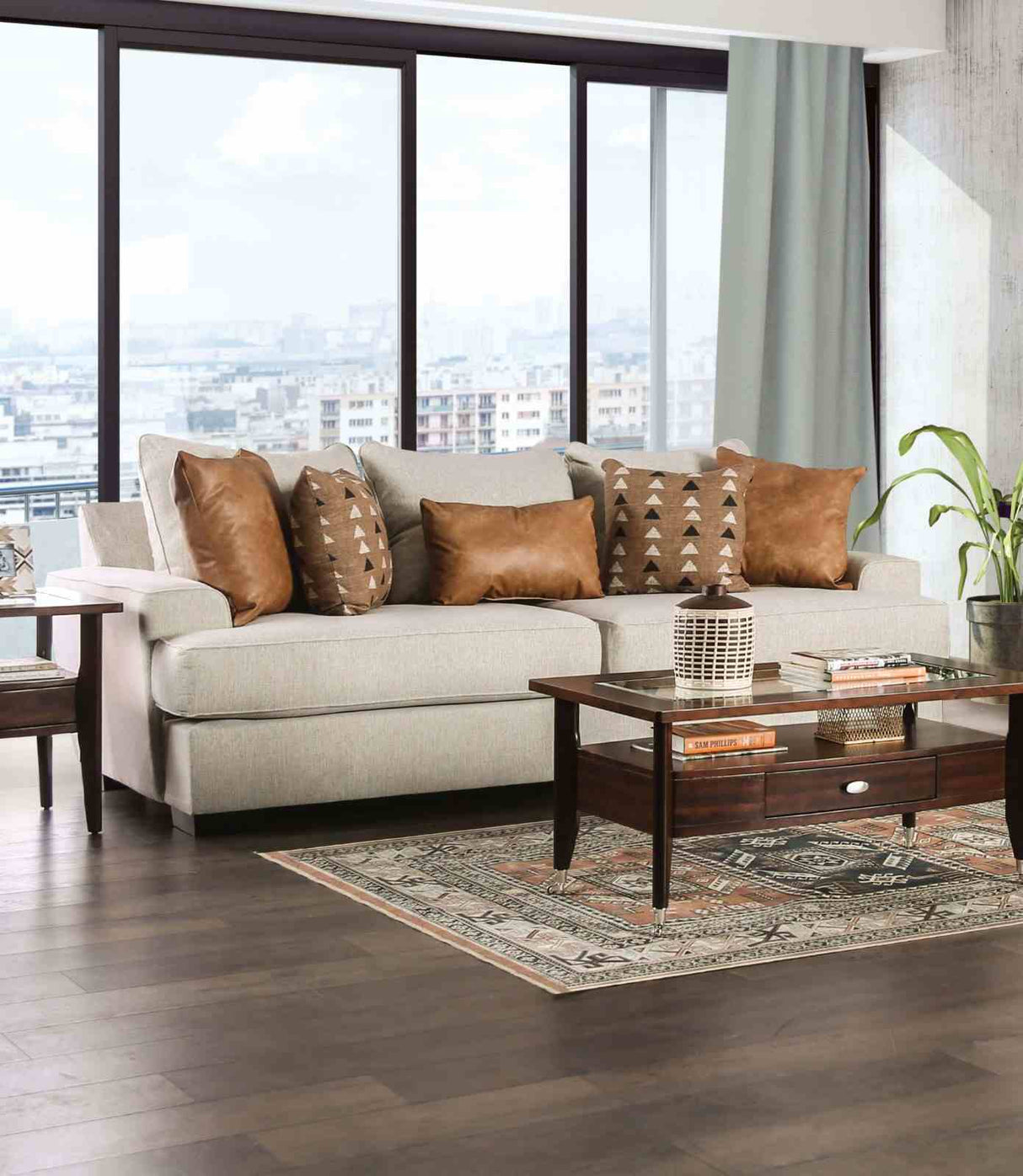 New Meadows Sand/Caramel Transitional Living Room Set from Furniture of America - Luna Furniture