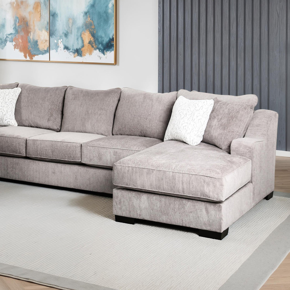 Mayfield Gray RAF Chaise Sectional from Furniture of America - Luna Furniture