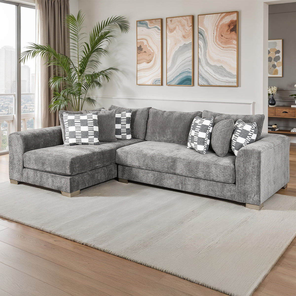 Artesia Charcoal Gray Sectional with LAF Chaise from Furniture of America - Luna Furniture