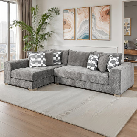 Artesia Charcoal Gray Sectional with LAF Chaise from Furniture of America - Luna Furniture
