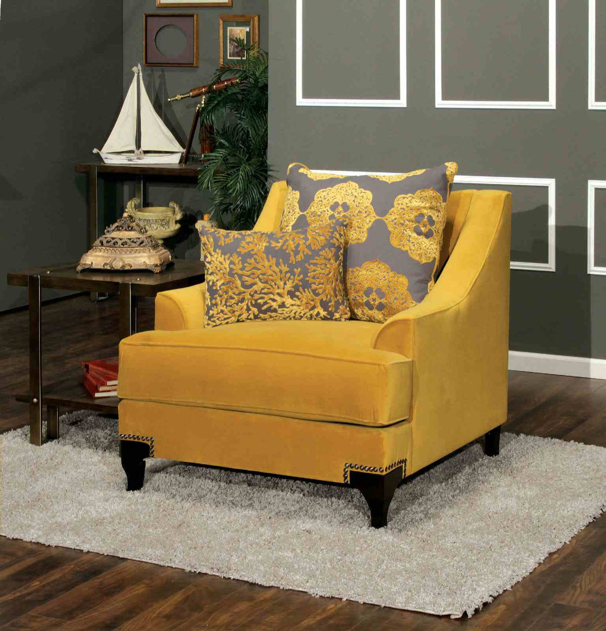 Viscontti Gold/Gray Chair from Furniture of America - Luna Furniture