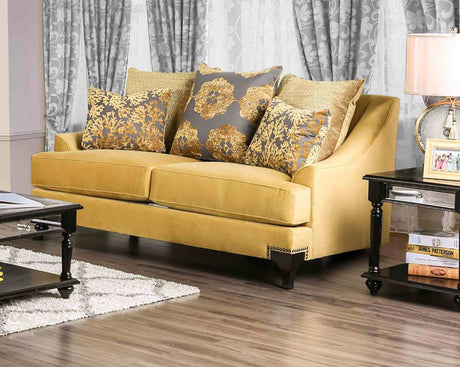 Viscontti Gold/Gray Loveseat from Furniture of America - Luna Furniture