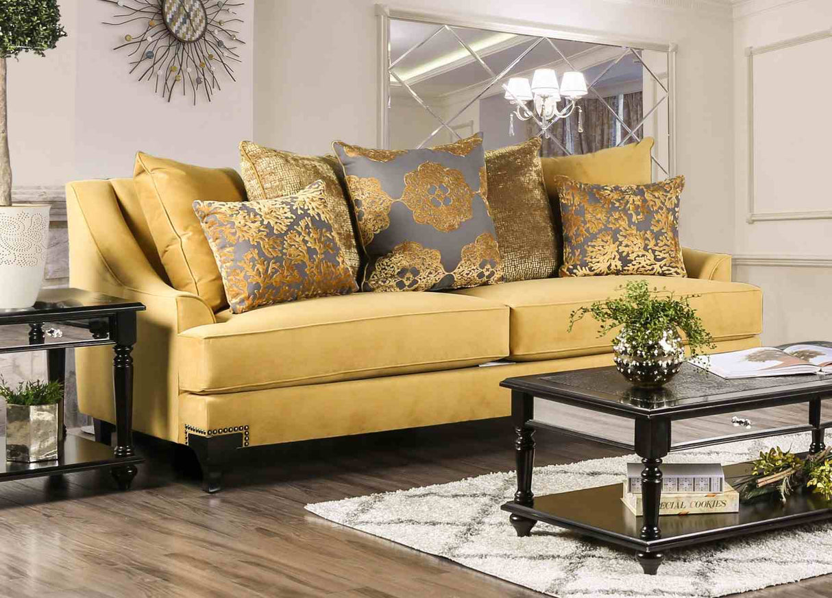 Viscontti Gold/Gray Sofa from Furniture of America - Luna Furniture