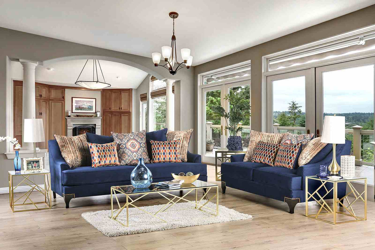 Sisseton Navy Transitional Living Room Set from Furniture of America - Luna Furniture