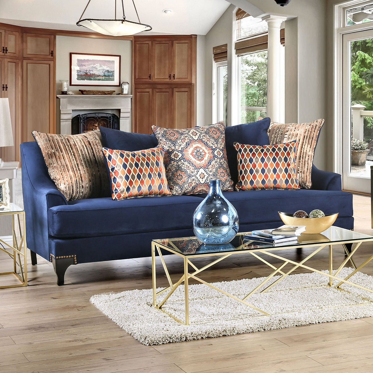 Sisseton Navy Transitional Living Room Set from Furniture of America - Luna Furniture