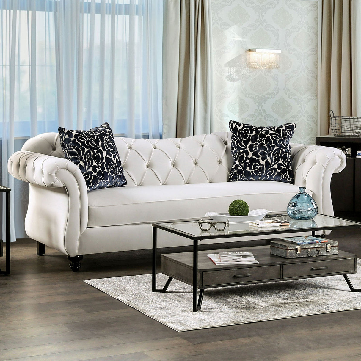 Antoinette White Sofa from Furniture of America - Luna Furniture