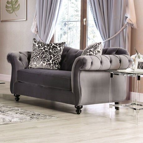 Antoinette Gray Loveseat from Furniture of America - Luna Furniture