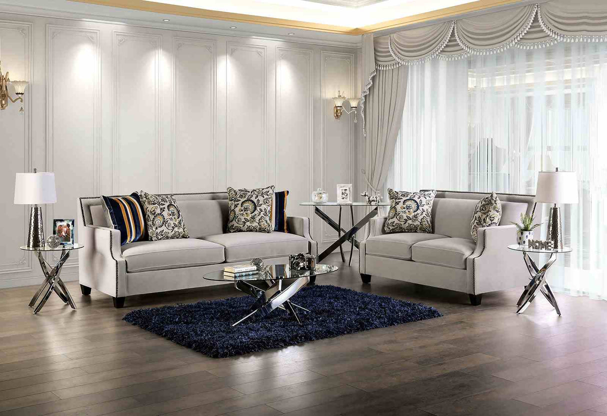 Montecelio Light Gray/Navy Sofa from Furniture of America - Luna Furniture