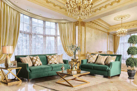 Verdante Emerald Green/Gold Sofa from Furniture of America - Luna Furniture