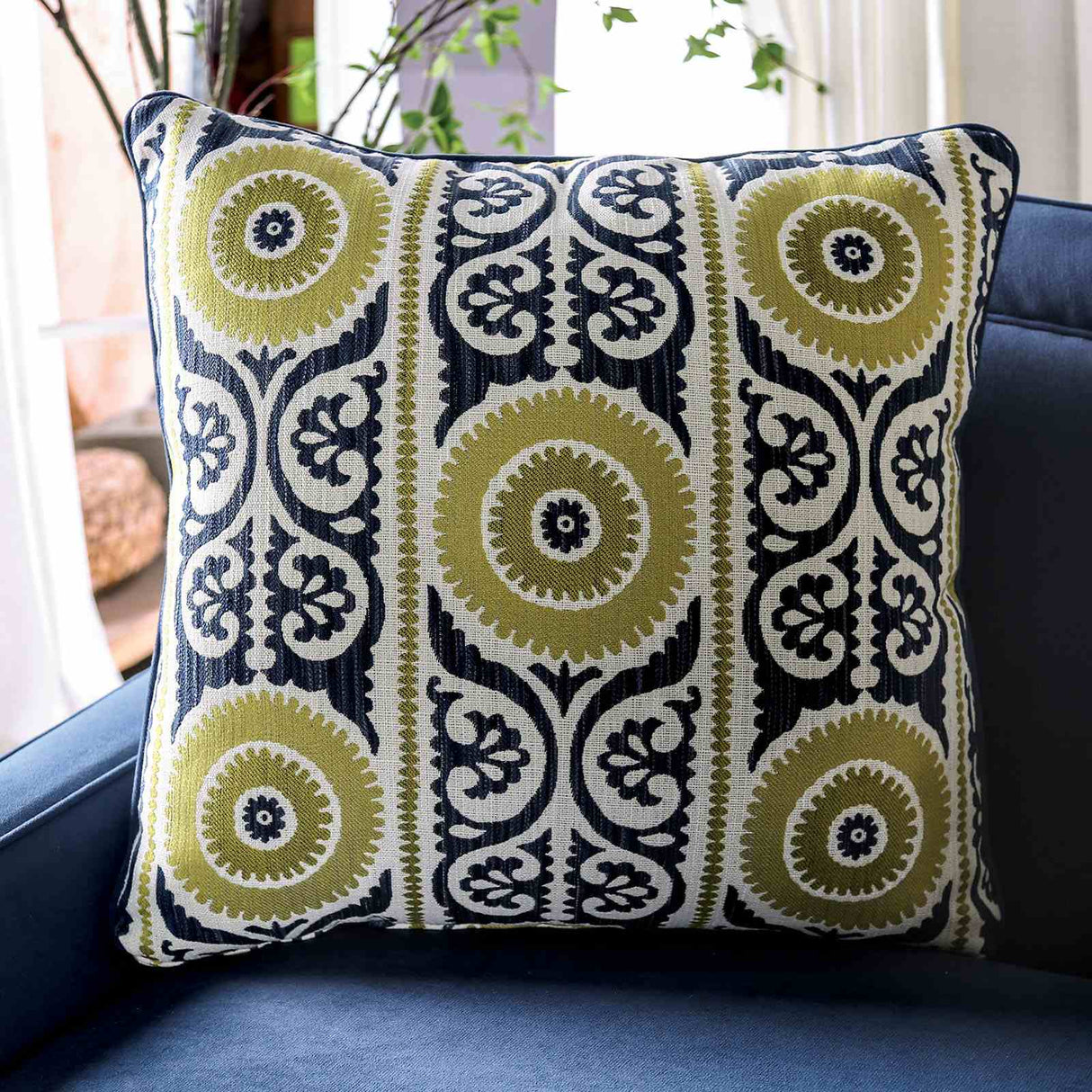 West Brompton Navy/Yellow Transitional Living Room Set from Furniture of America - Luna Furniture