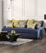 West Brompton Navy/Yellow Transitional Living Room Set from Furniture of America - Luna Furniture