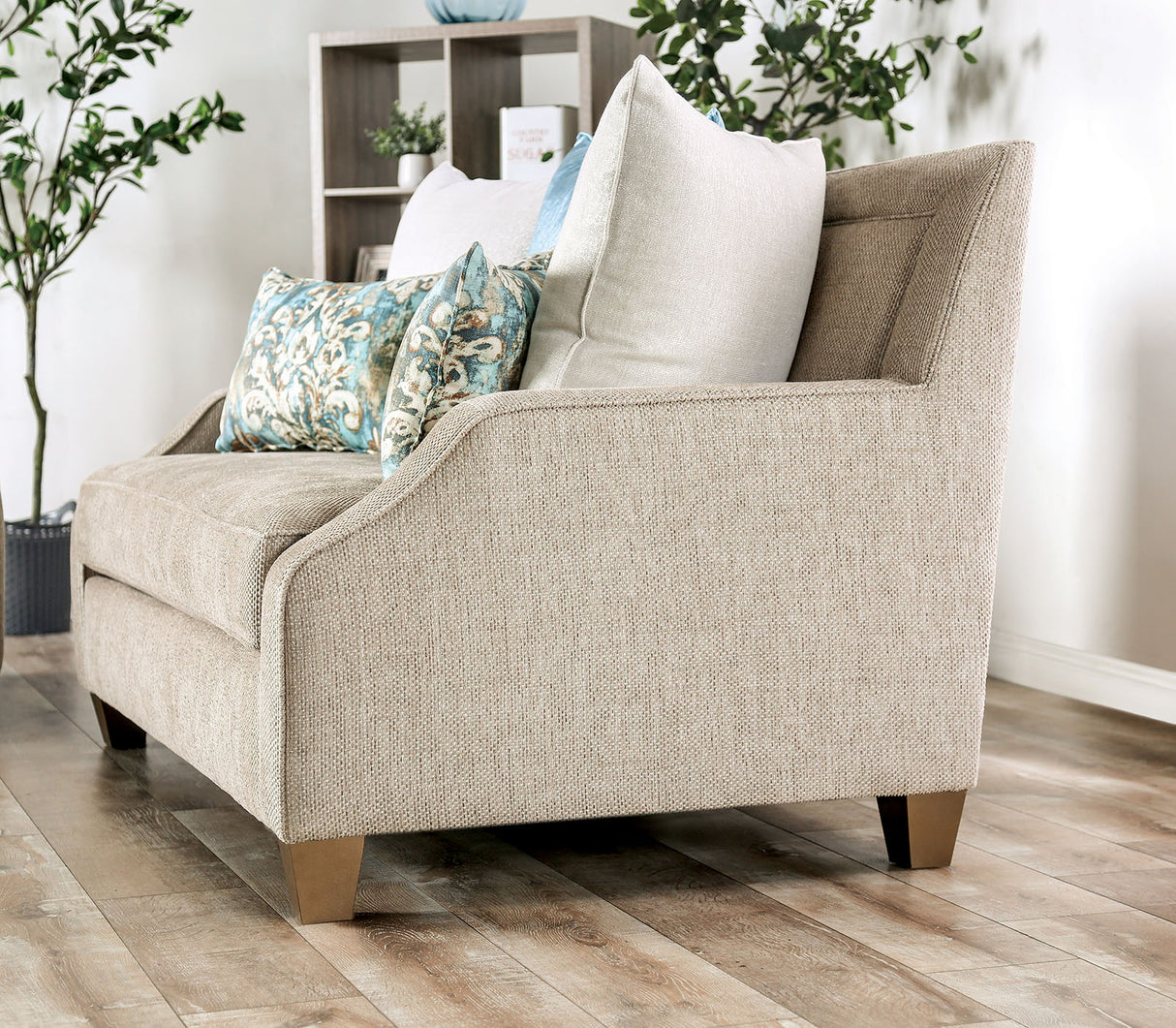 Catarina Beige/Teal Loveseat from Furniture of America - Luna Furniture