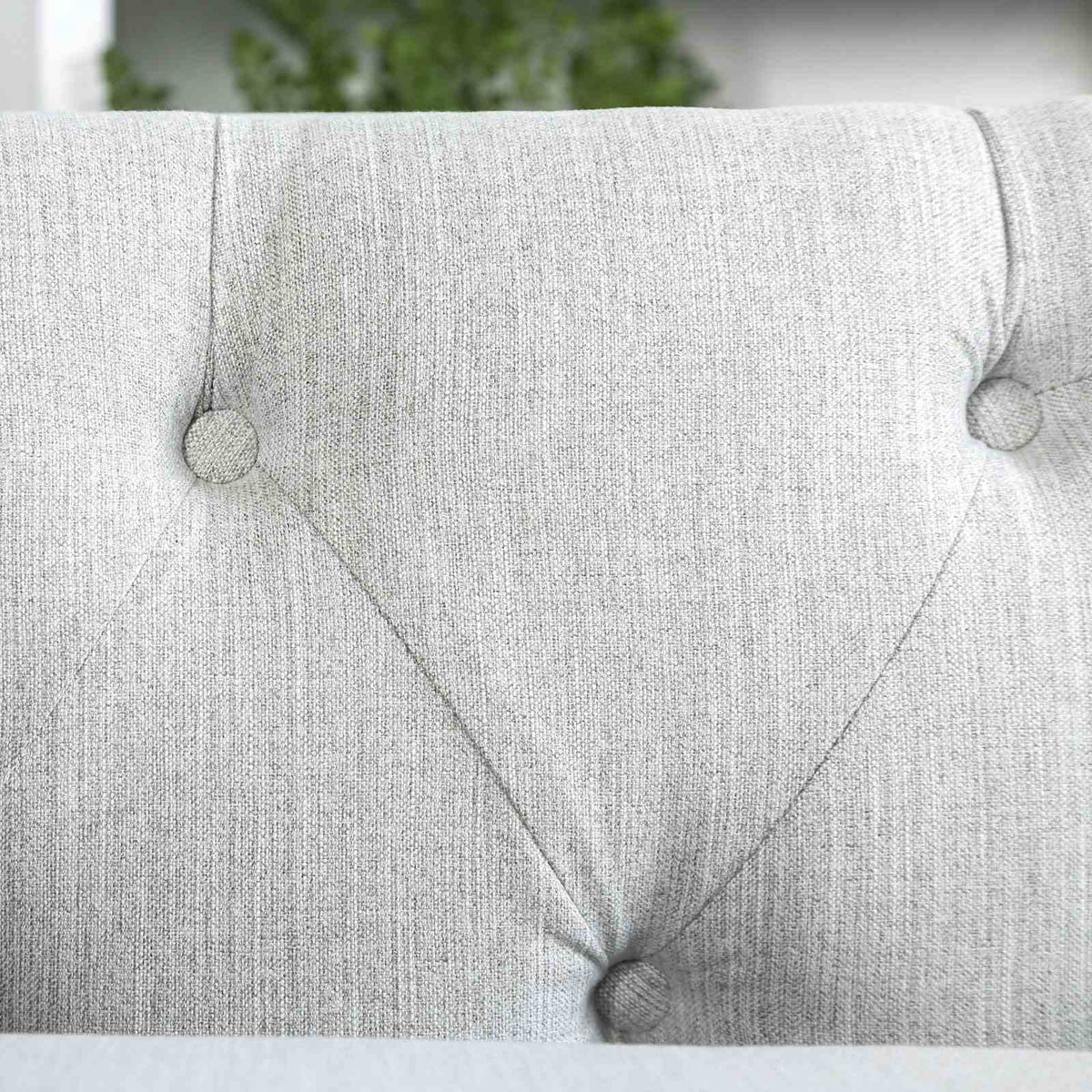 Ornella Light sectional sofa, button-tufted back detail, light gray upholstery