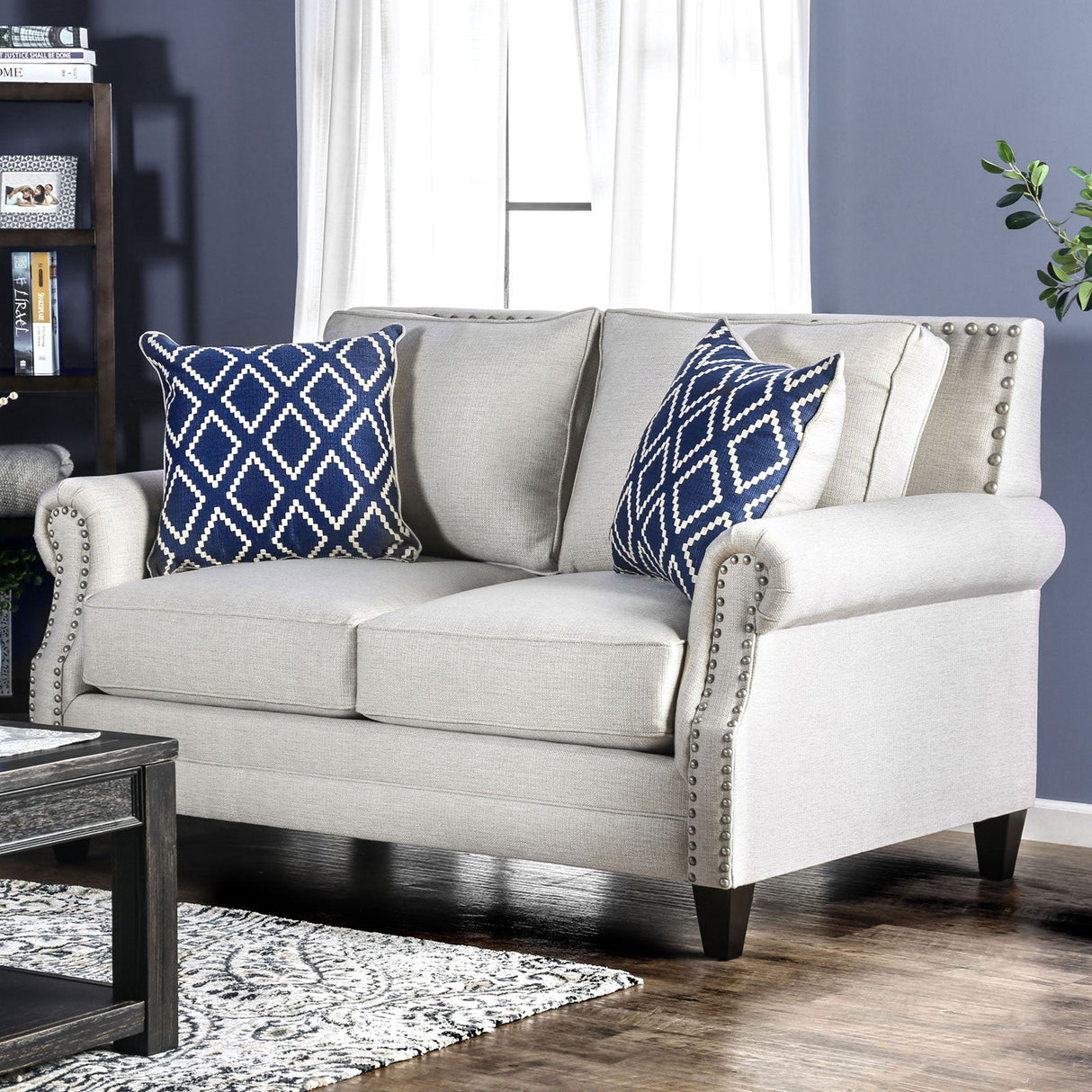 Giovanni Beige/Blue Transitional Living Room Set from Furniture of America - Luna Furniture