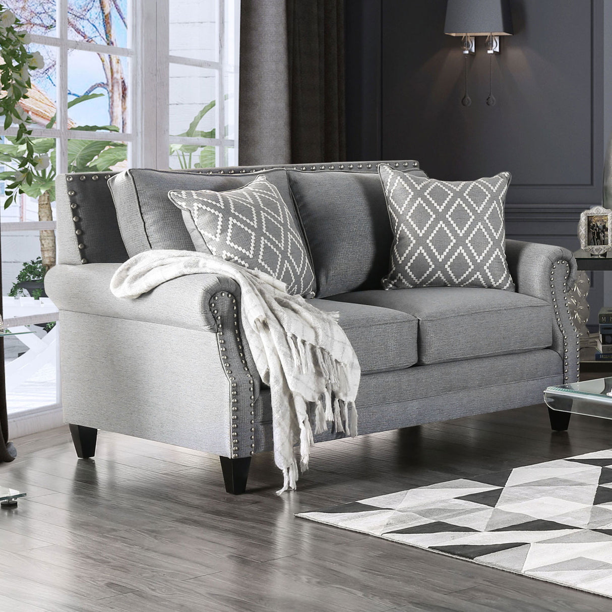 Giovanni Gray Transitional Living Room Set from Furniture of America - Luna Furniture