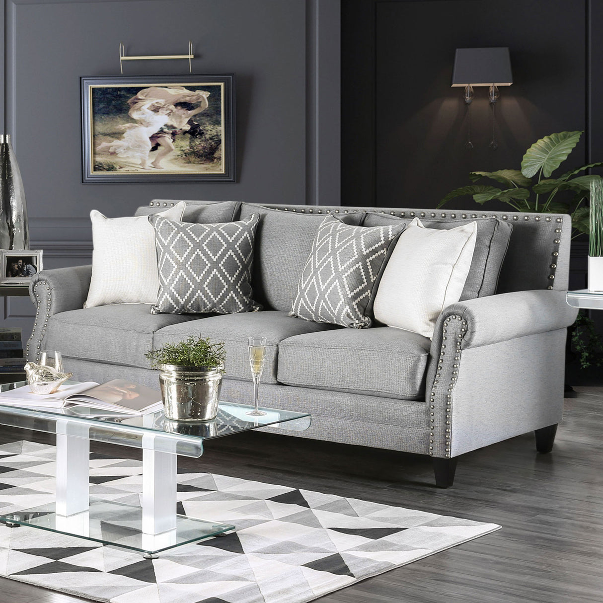 Giovanni Gray Sofa from Furniture of America - Luna Furniture