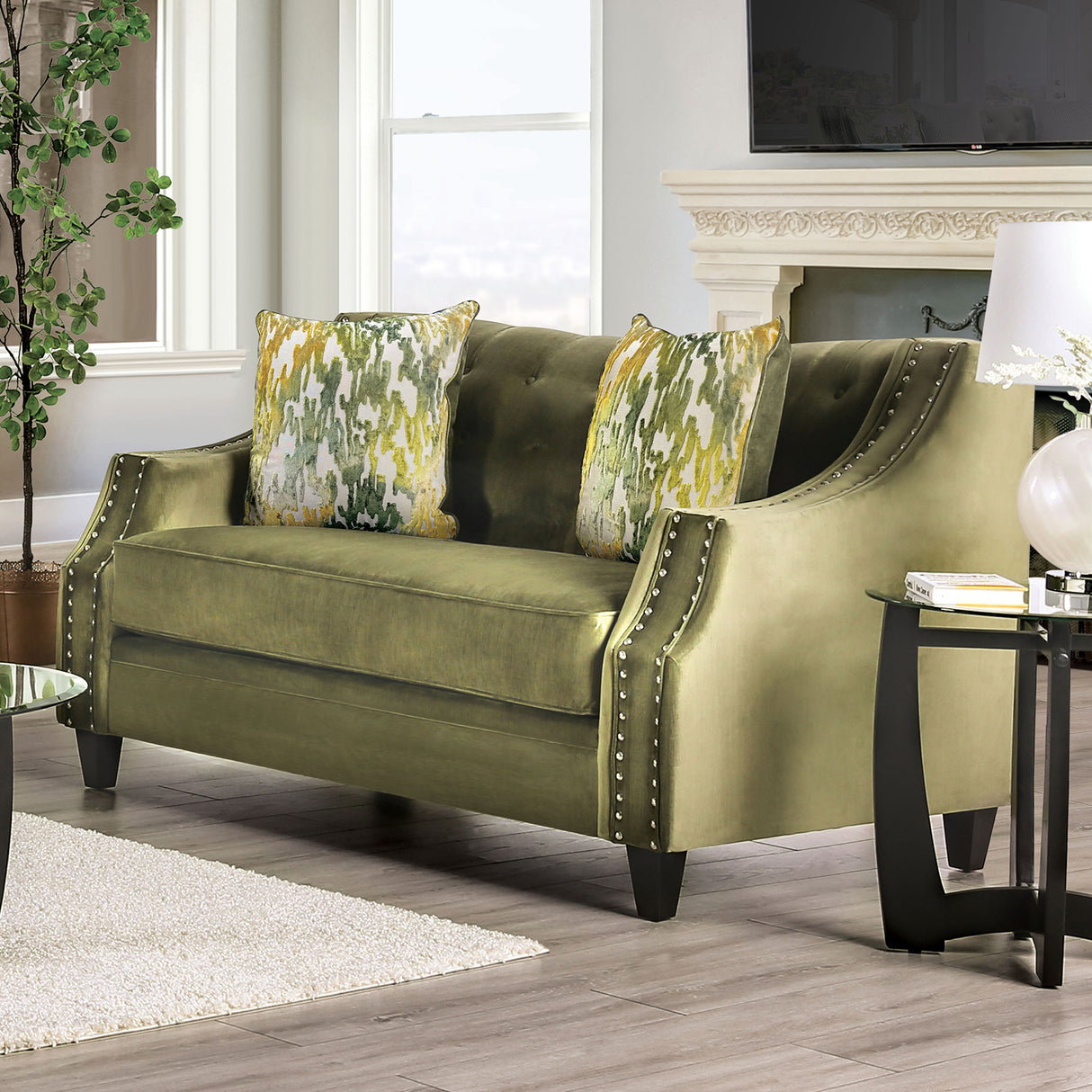 Kaye Green Loveseat from Furniture of America - Luna Furniture