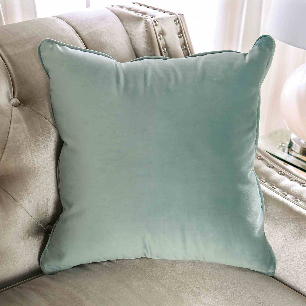 Elicia Champagne/Turquoise Sofa from Furniture of America - Luna Furniture