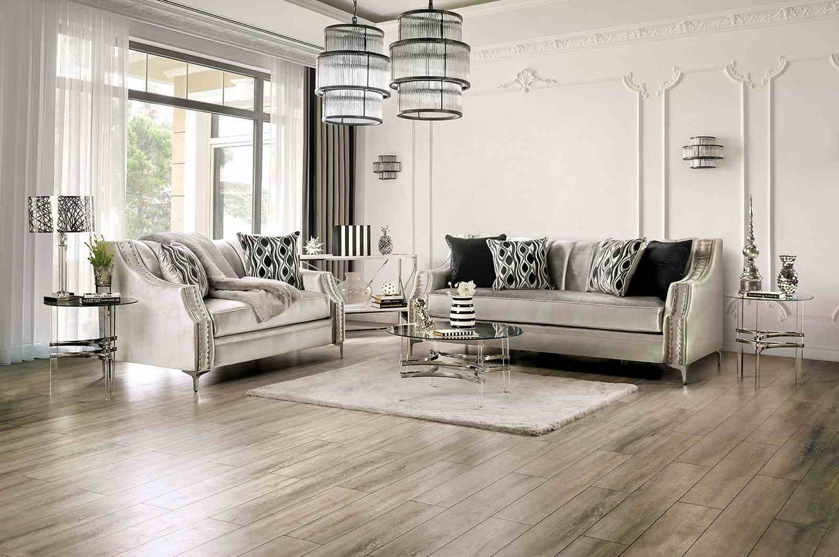 Elicia Silver/Black Sofa from Furniture of America - Luna Furniture