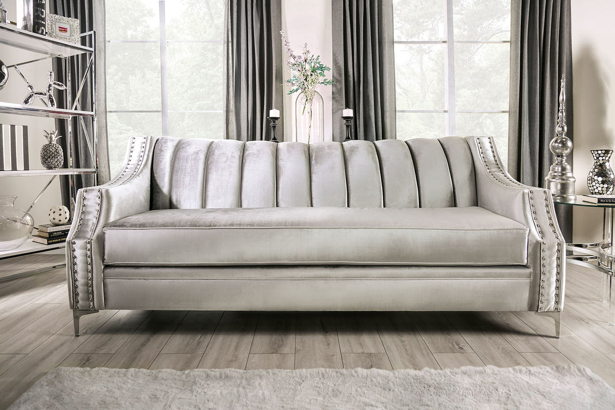 Elicia Silver/Black Sofa from Furniture of America - Luna Furniture