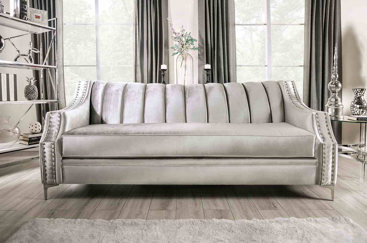 Elicia Silver/Black Sofa from Furniture of America - Luna Furniture