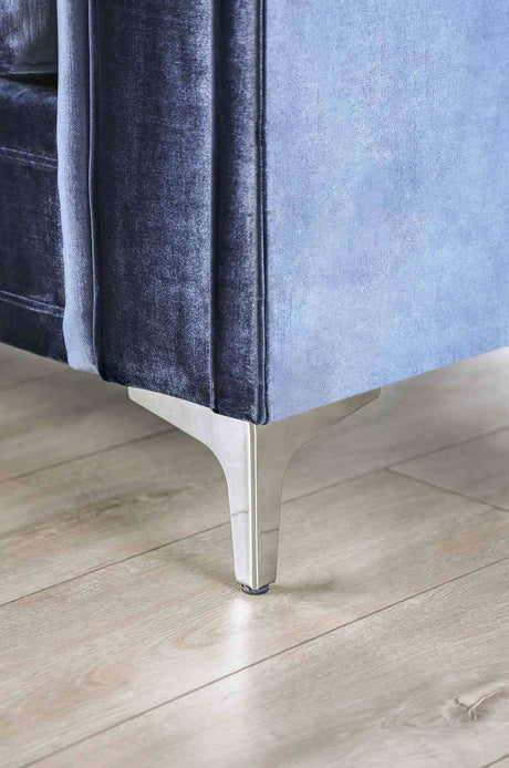 Jodie Satin Blue/Silver Sofa from Furniture of America - Luna Furniture