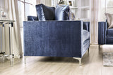 Jodie Satin Blue/Silver Loveseat from Furniture of America - Luna Furniture