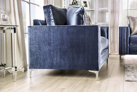 Jodie Satin Blue/Silver Loveseat from Furniture of America - Luna Furniture