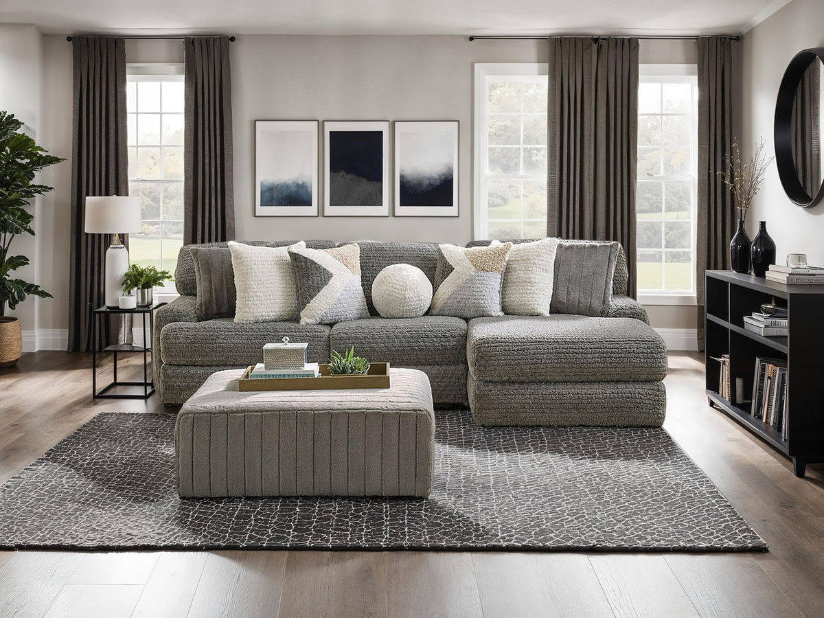 Elmhurst Charcoal Ottoman from Furniture of America - Luna Furniture