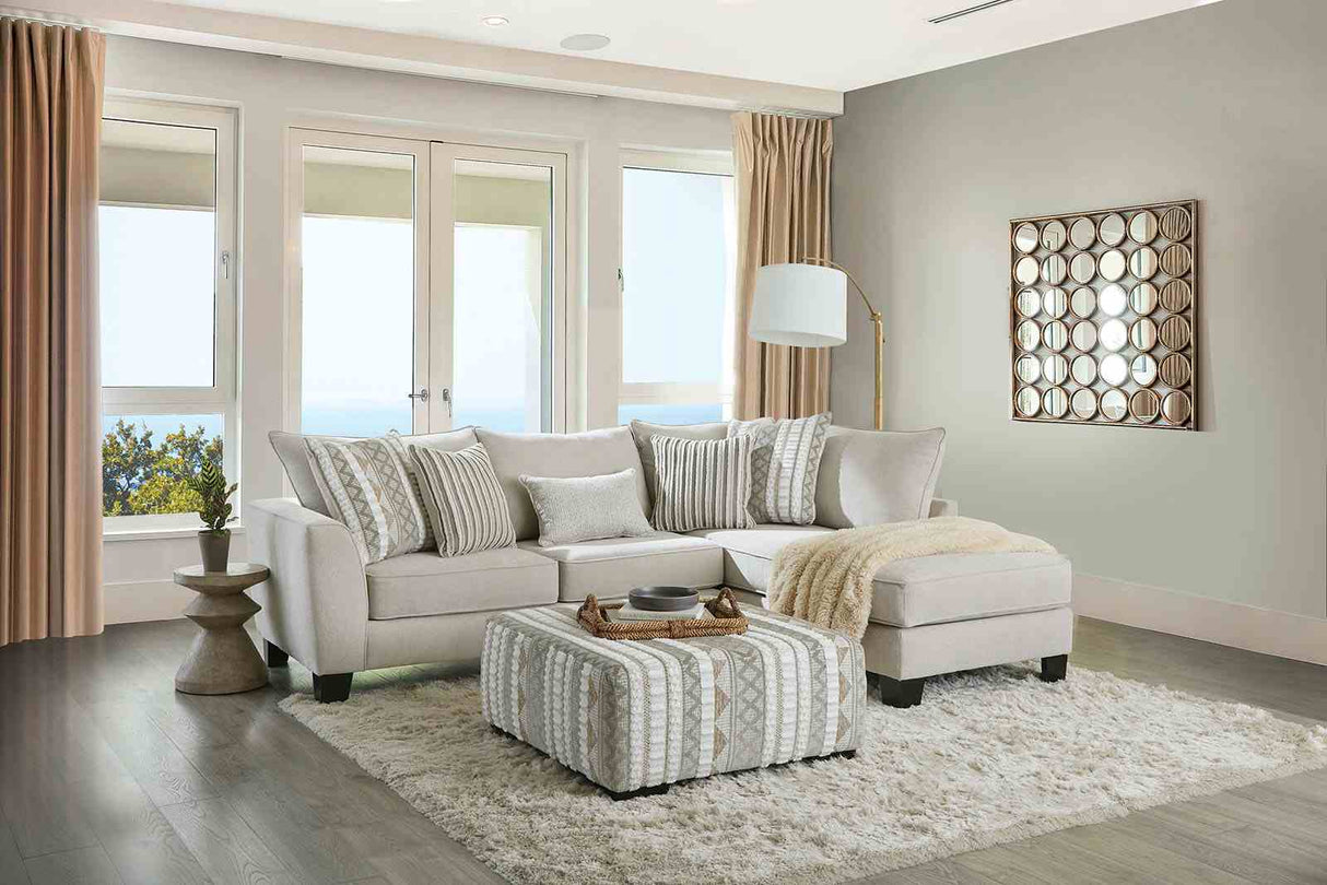 Clapham Beige/Ivory Sectional from Furniture of America - Luna Furniture