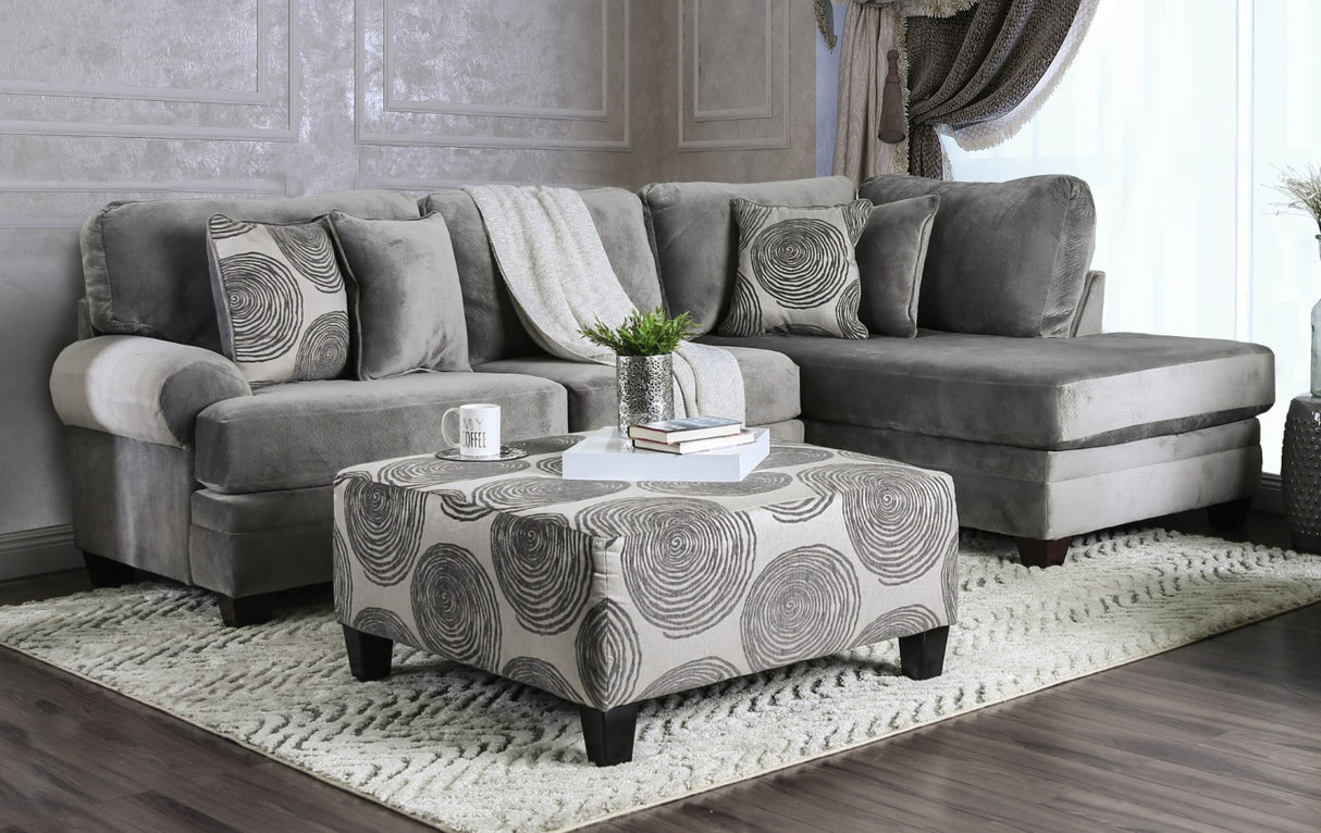Bonaventura Gray Sectional from Furniture of America - Luna Furniture