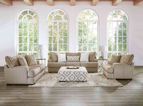 Loughlin Light Brown/Ivory Ottoman from Furniture of America - Luna Furniture